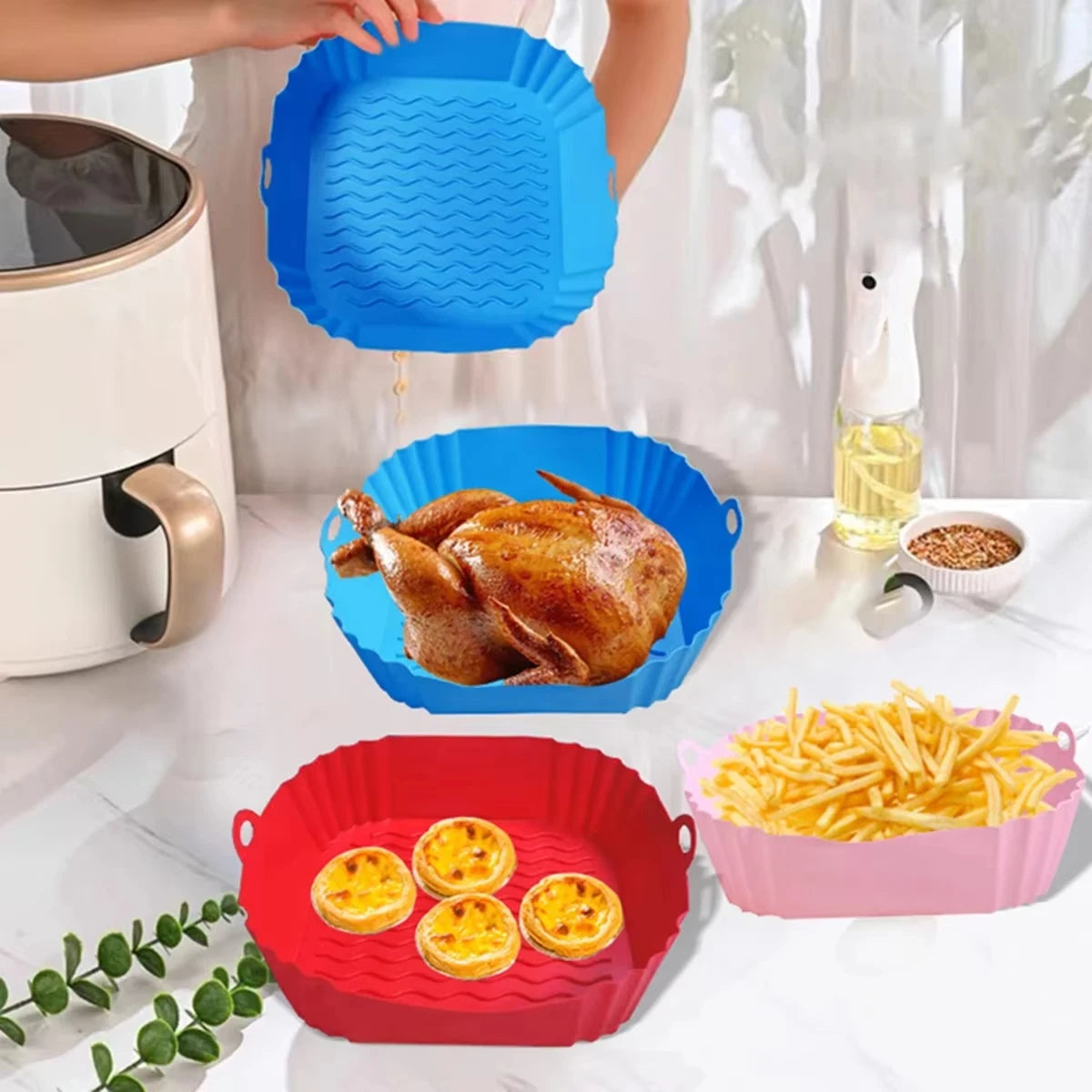 Silicone Air Fryer Pot Tray Food Safe Reusable