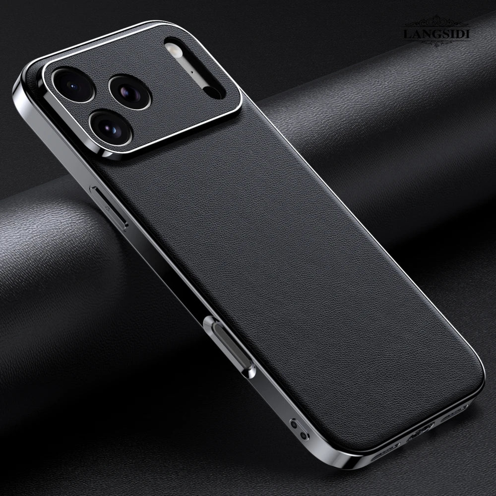 LANGSIDI Luxury Leather Phone Case for iPhone 17