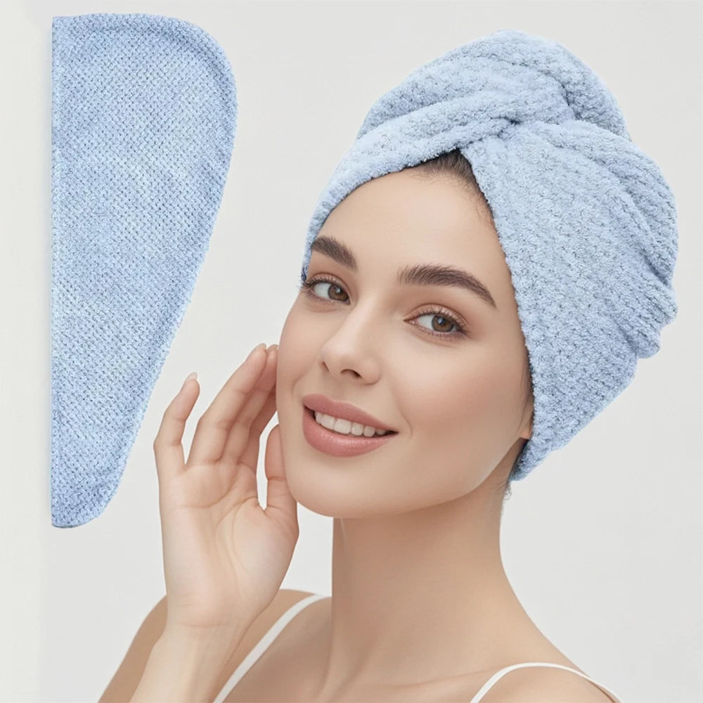 Solid Color Hair Towel Textured Dry Hair Cap 9.8'