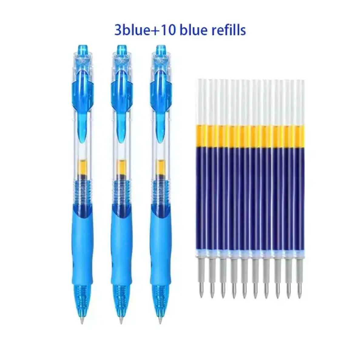 Stylos gel rétractables noirs, rouges, bleus - Lot