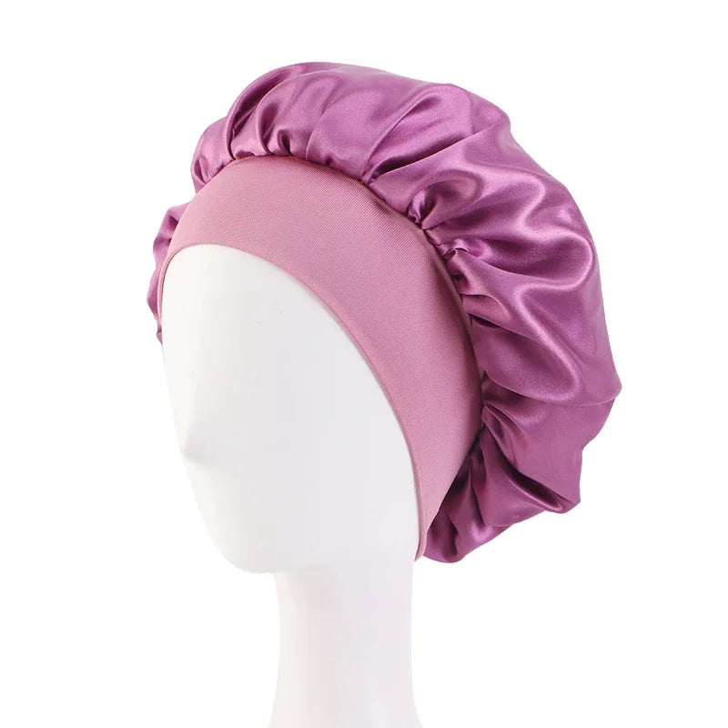 New Satin Wide Brim Nightcap Silky Bonnet Hair