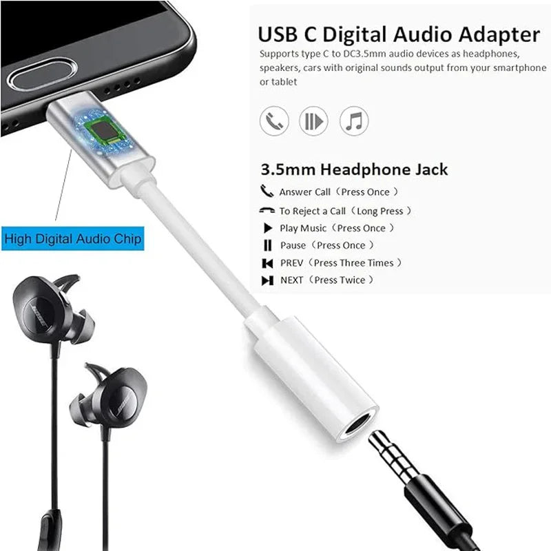 Type C To 3.5mm Aux Adapter 3 5 Jack Audio Cable