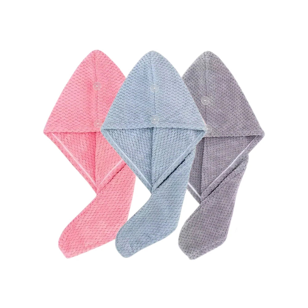 Solid Color Hair Towel Textured Dry Hair Cap 9.8'