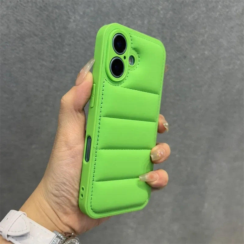 Luxury Soft Down Jacket Silicone Case For iPhone