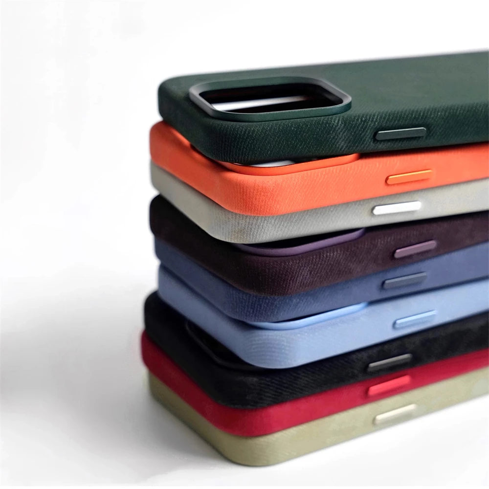 Luxury Metal Lens Magnetic Fiber Leather Case