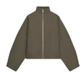 Vintage Stand Collar Women's Cropped Jacket Zipper