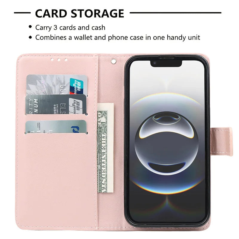 Wallet Flip Leather Case For iPhone 16 15 13 14