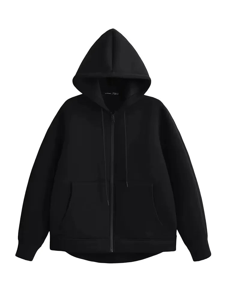 Manteau oversize à capuche zippé pour femme