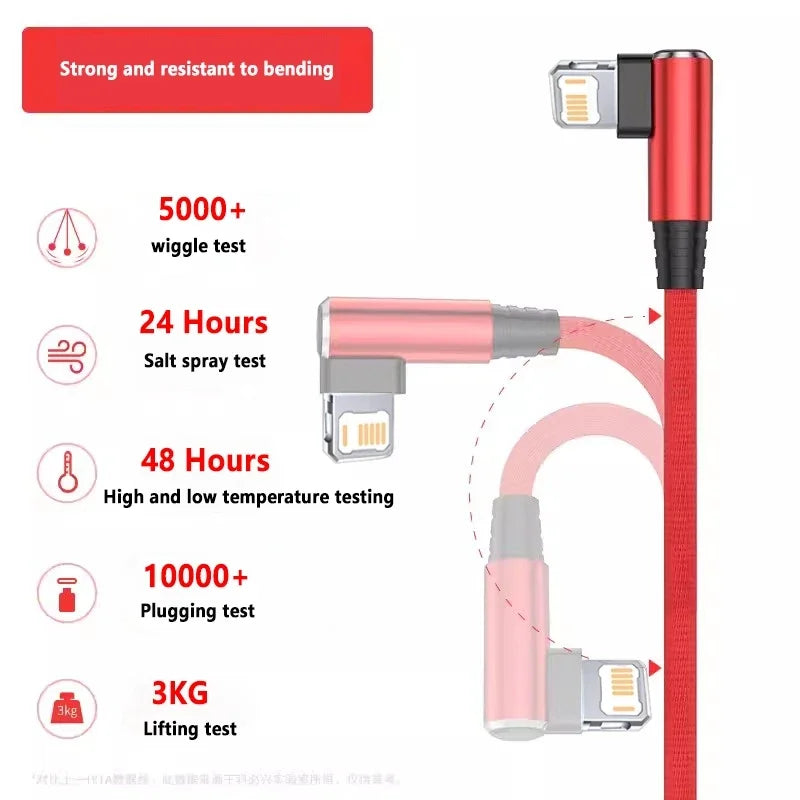 90 Degree USB Cable For iPhone 14 13 12 11 Pro