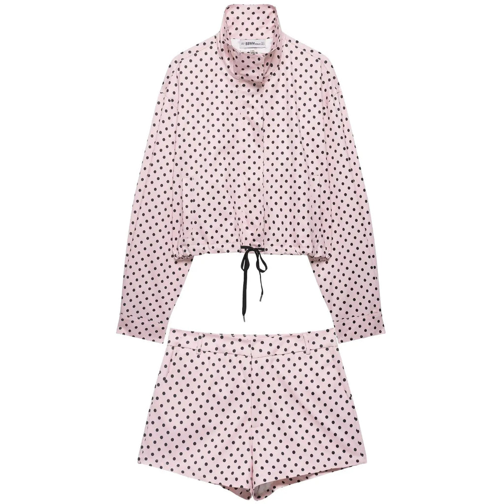 Veste zippée à col roulé et pois pour femme