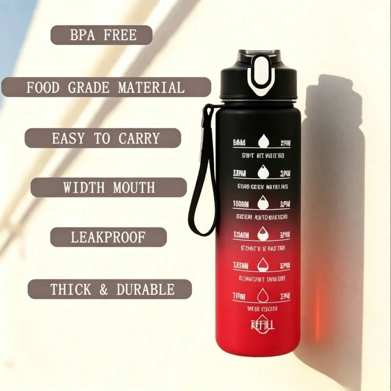 Sports Water Bottle with Time - Tracking Straw Leak