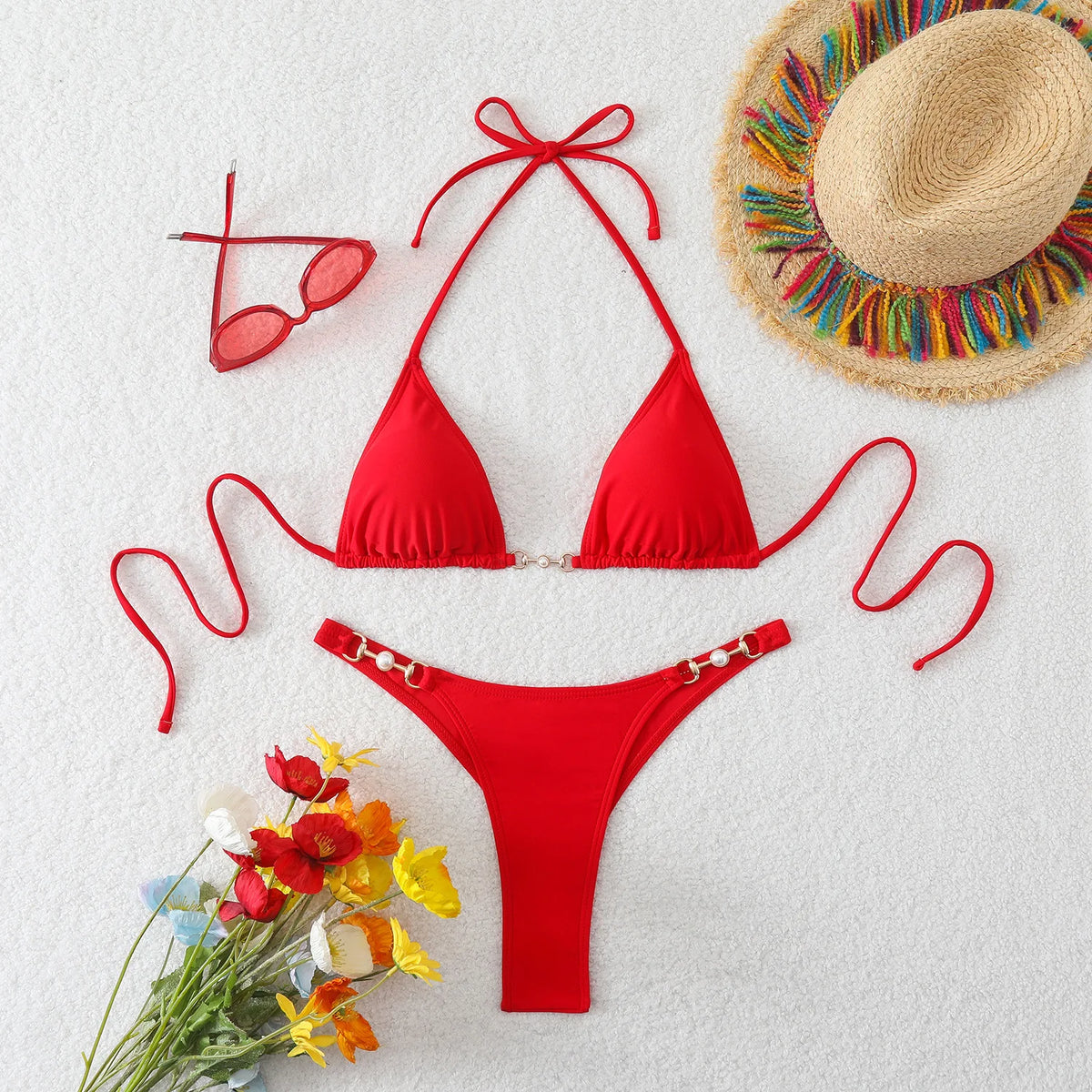 Sexy Pearl Micro Bikini Women Two - Piece Swimsuit