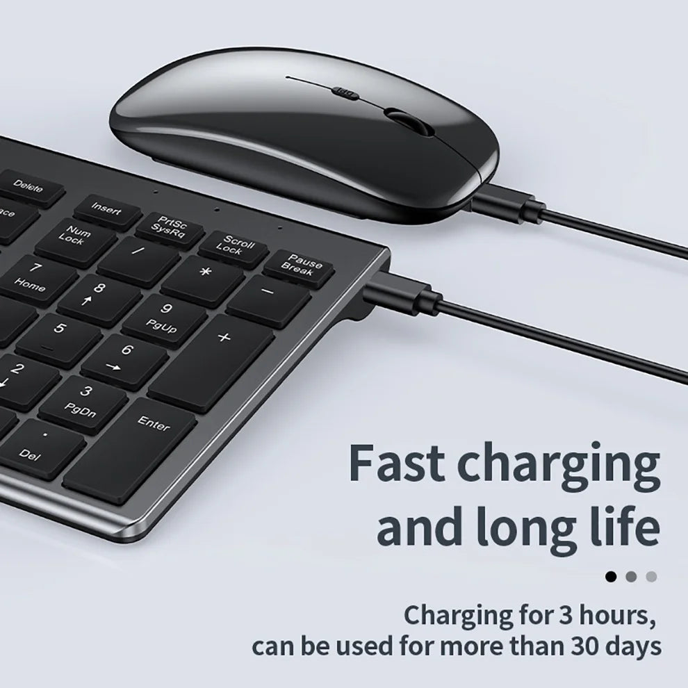 Slim Rechargeable Bluetooth Keyboard and Mouse Set for