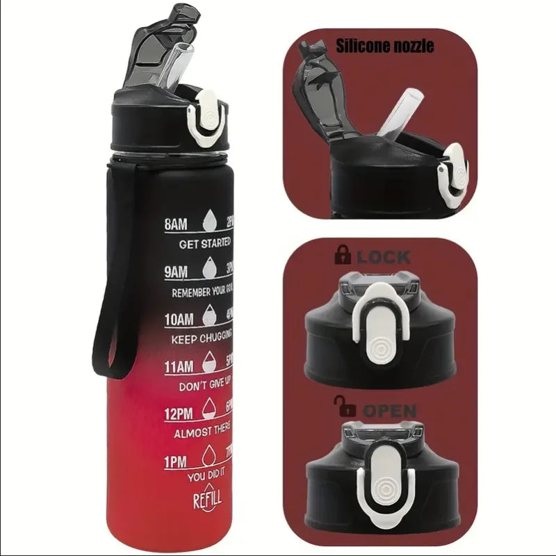 Sports Water Bottle with Time - Tracking Straw Leak