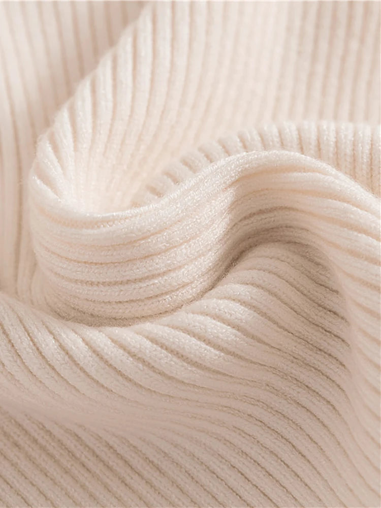 Pull à col en V en maille côtelée à rayures pour femme