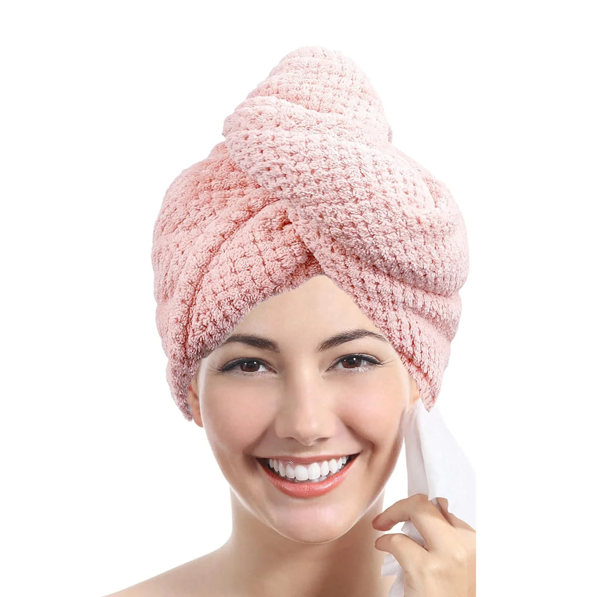 Solid color hair towel Textured dry hair cap 9.8