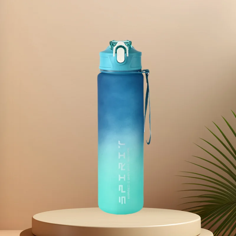 Sports Water Bottle with Time - Tracking Straw Leak