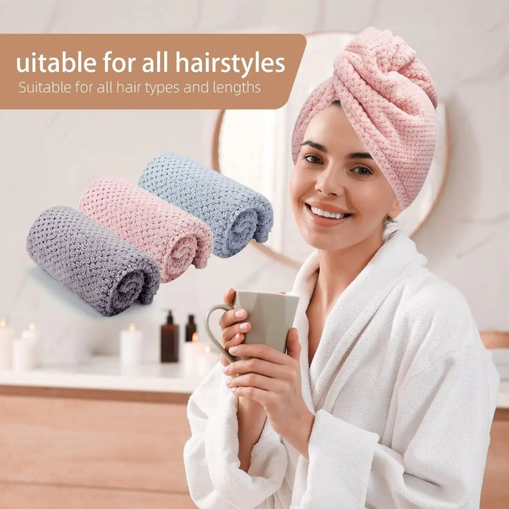 Solid Color Hair Towel Textured Dry Hair Cap 9.8'