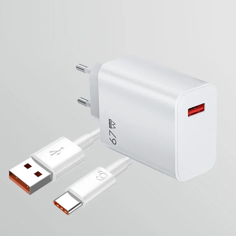 6A USB C Charging Cable with 67W Charger Wall