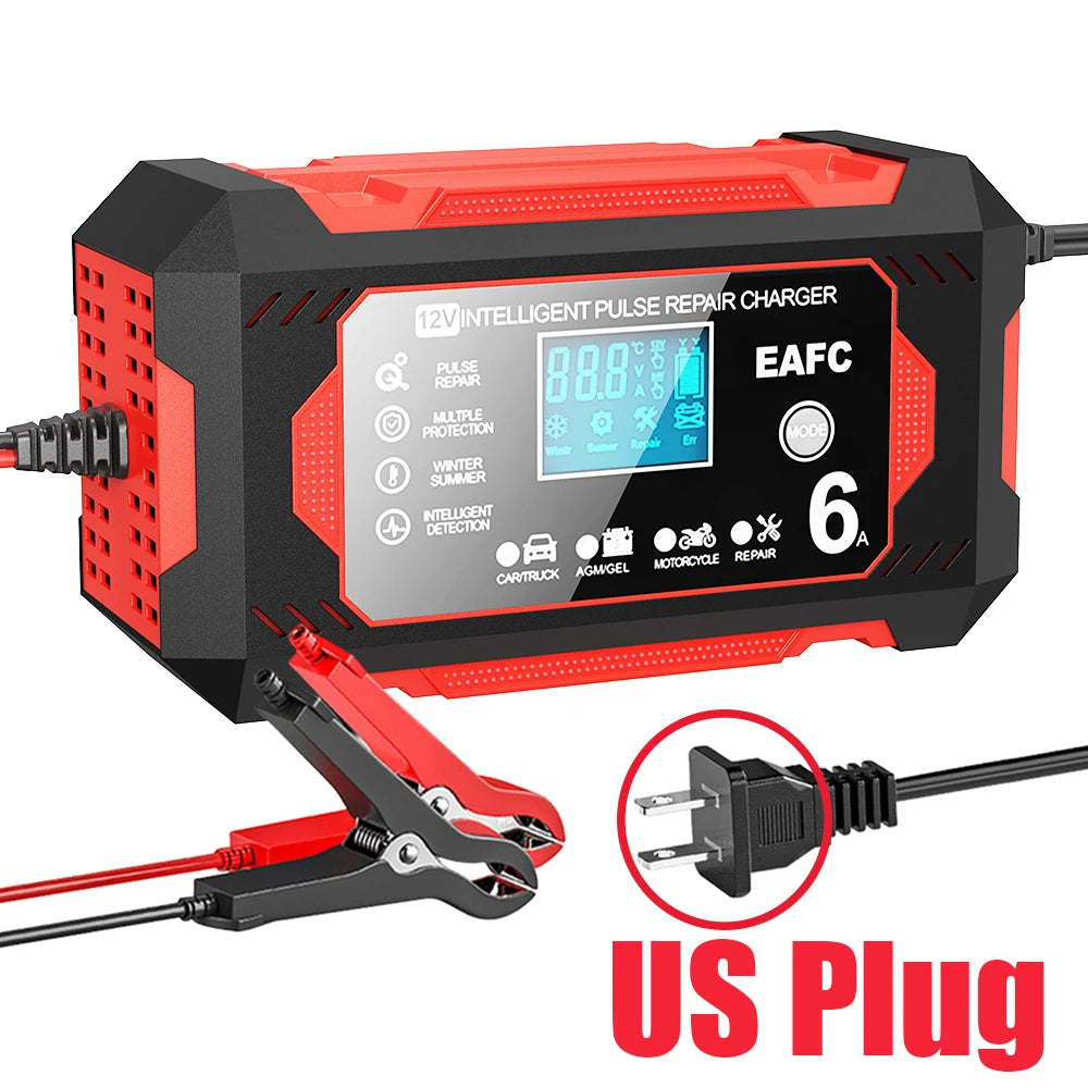 EAFC 12V 6A Large Screen Car Battery Charger