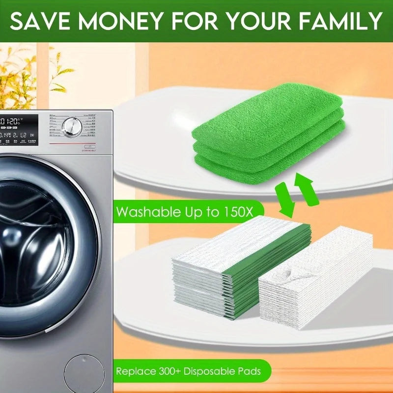 4 Reusable Mop Pads with High Water Absorption
