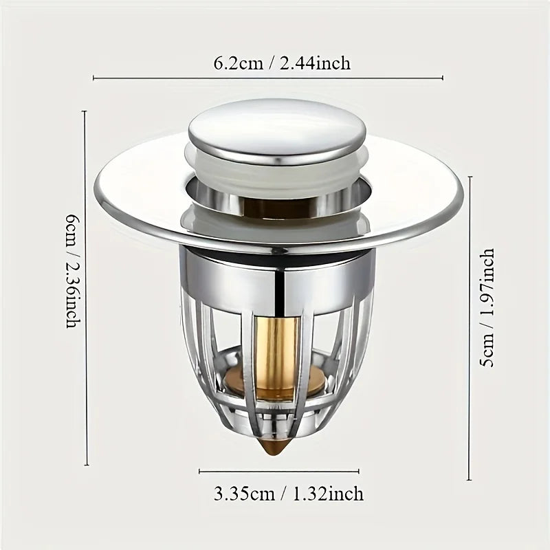 Universal Rebound Drain Plug Filter Basin Pop - up
