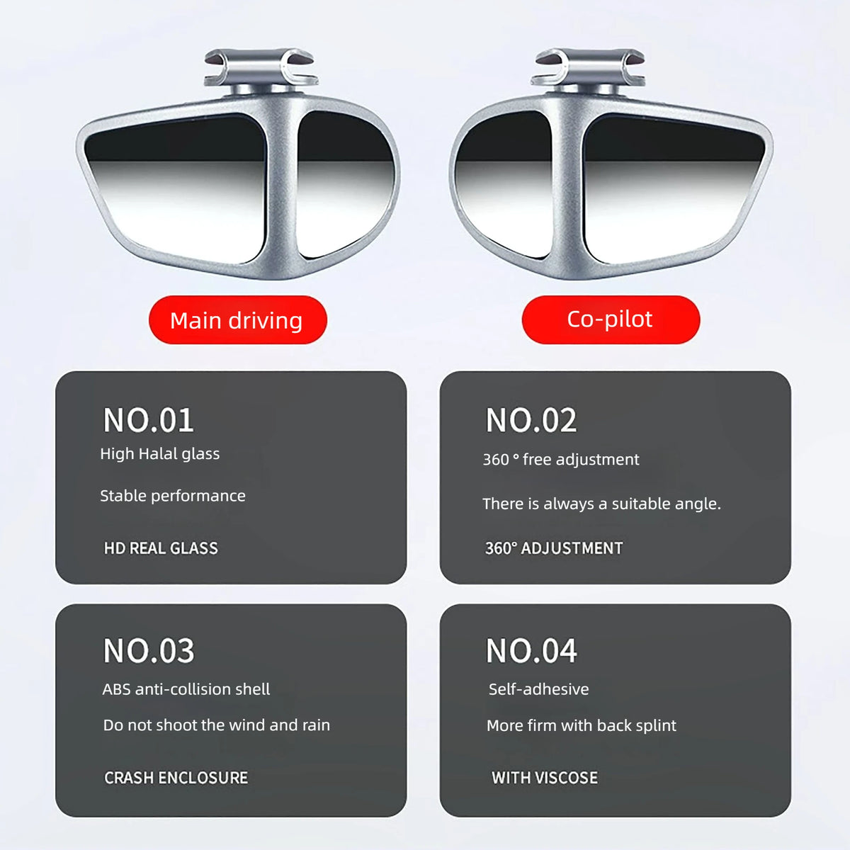 Car Rearview Mirror Blind Spot Mirror Front and
