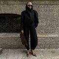 Manteau en laine pour femme à col montant, style urbain, ample, à manches longues et boutonnage, noir, veste féminine automne-hiver, vêtement d'extérieur pour femme