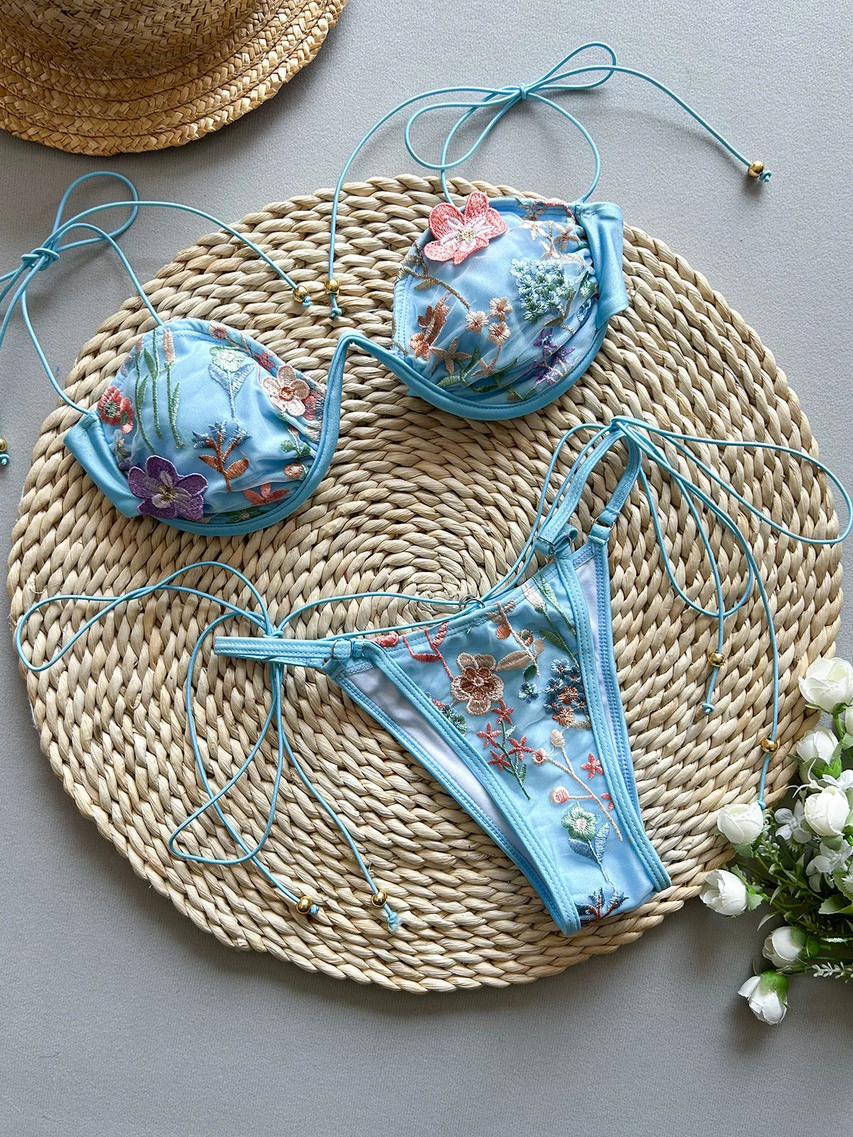 Embroidery Biquini Women Swimsuits Female