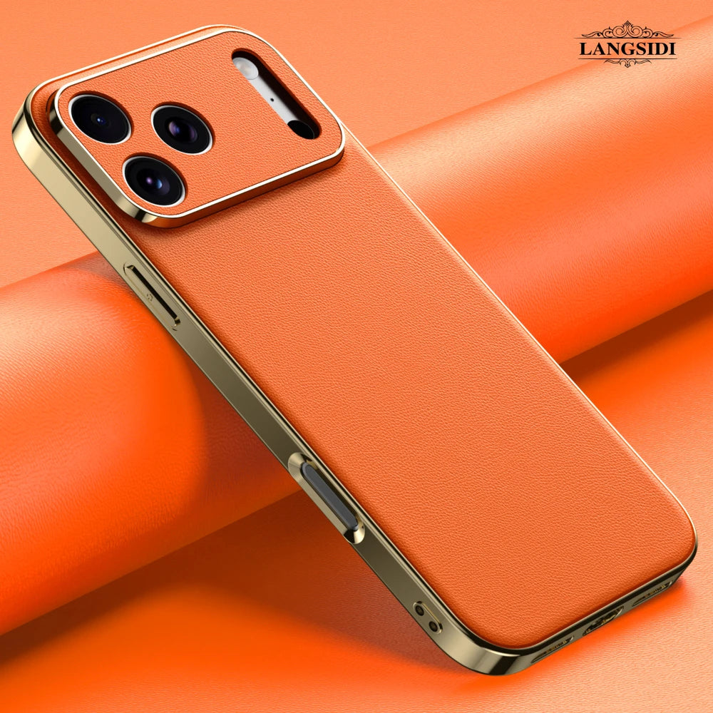 LANGSIDI Luxury Leather Phone Case for iPhone 17