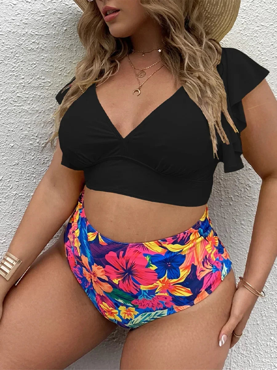 Plus Size Bikini Set Retro Swimwear