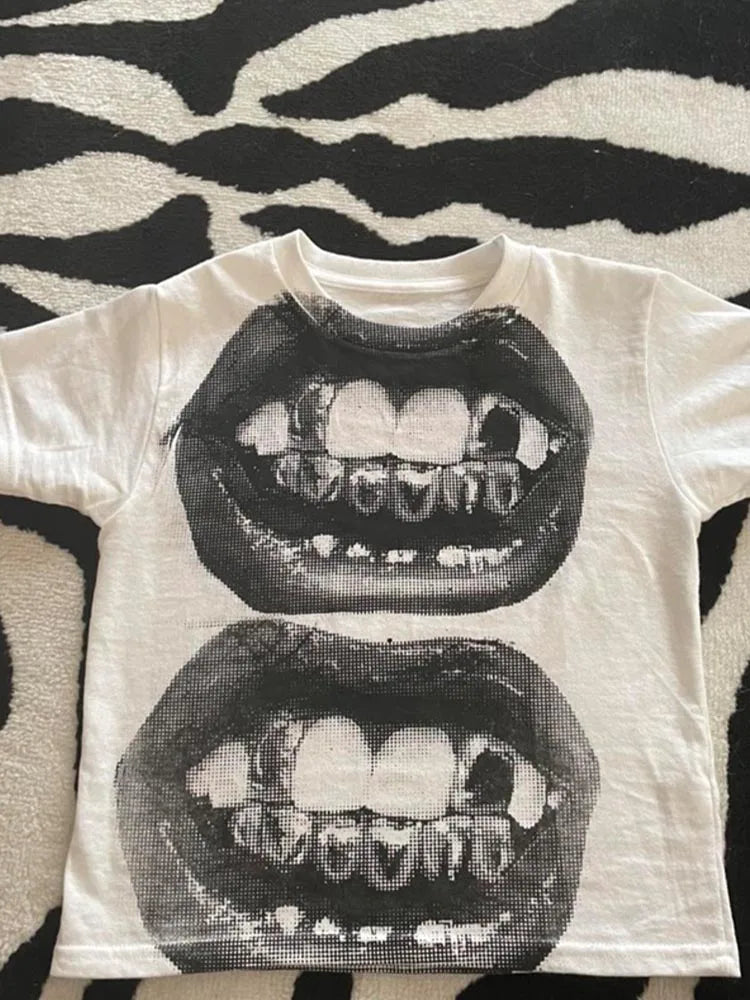 Punk Y2K Baby Short Sleeve Top Gothic Street T