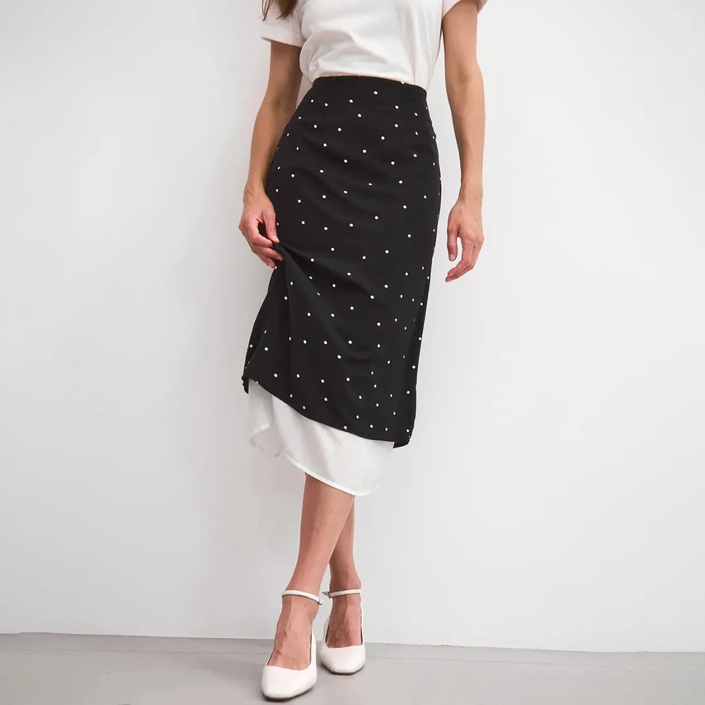 Talenza Women's Elegant Polka Dot Maxi Skirt Summer