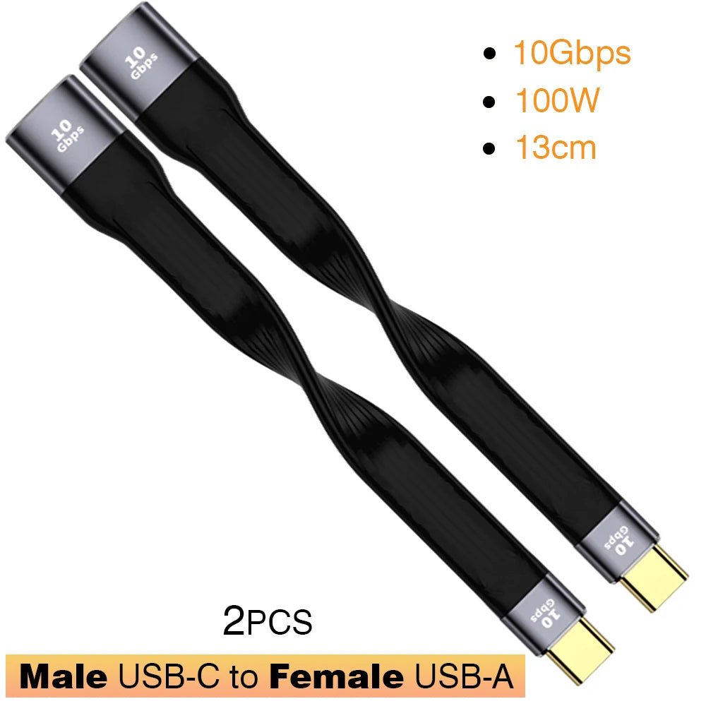 USB3.1 10Gbps Short Cable 13cm PD 100W USB