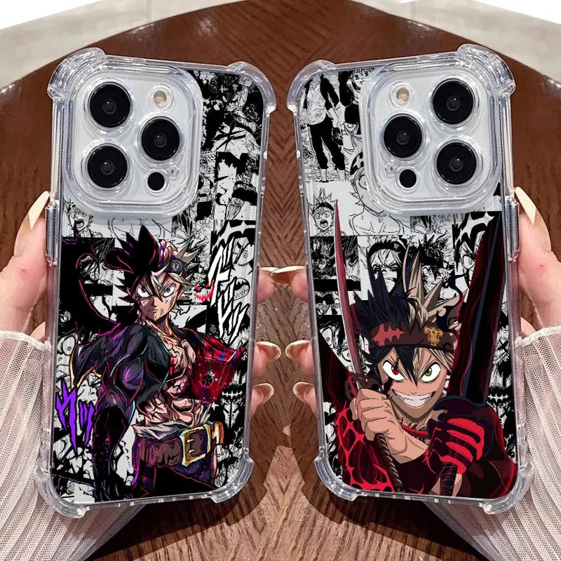 Blacks Anime Clovers Phone Case Clear For iPhone