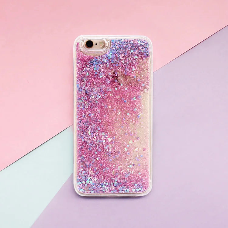 Love Heart Stars Glitter Phone Case For iPhone 15