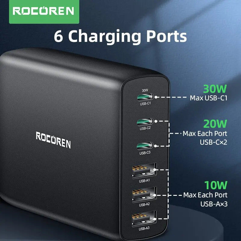 Rocoren 100W 6 - Port USB - C Desktop Charger
