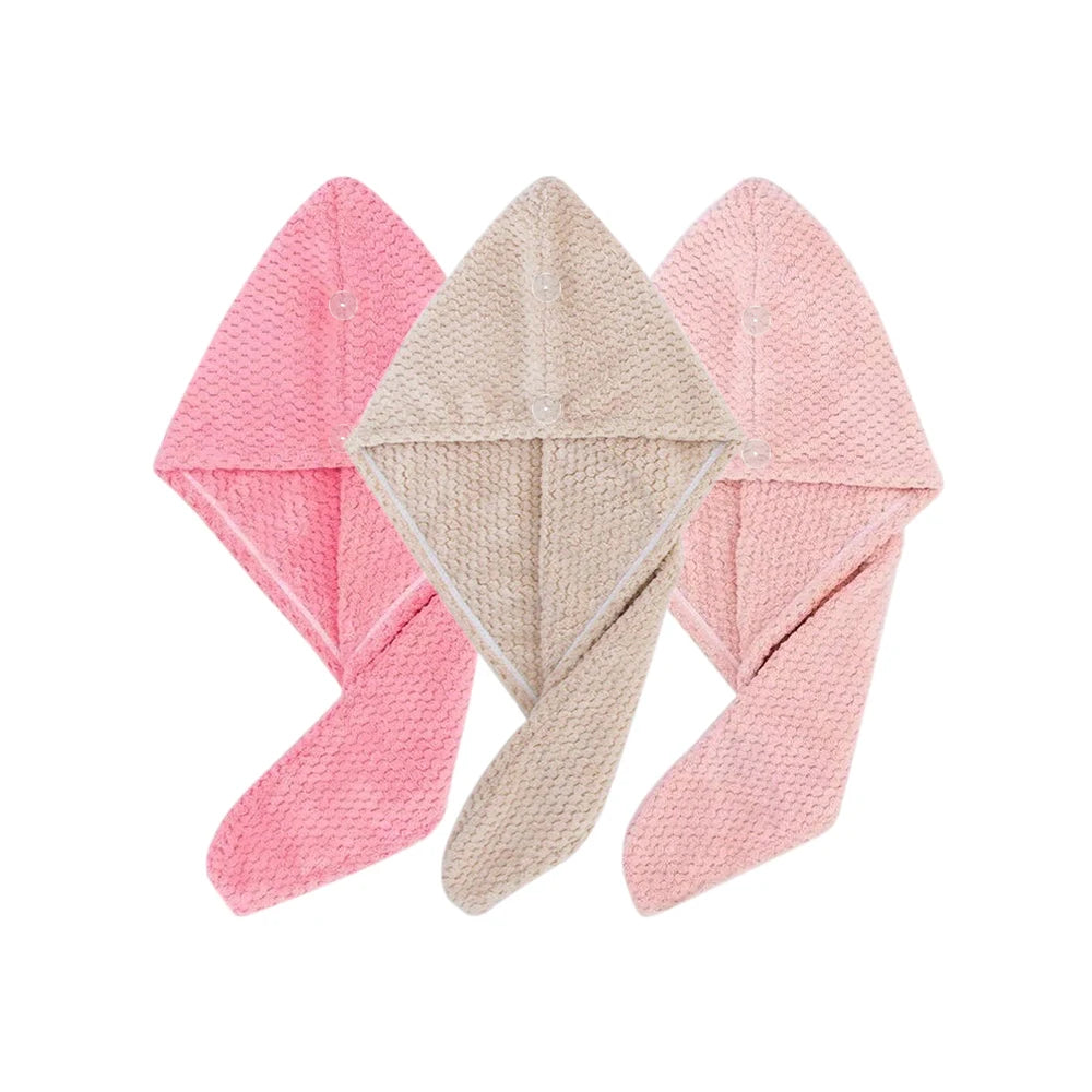 Solid Color Hair Towel Textured Dry Hair Cap 9.8'