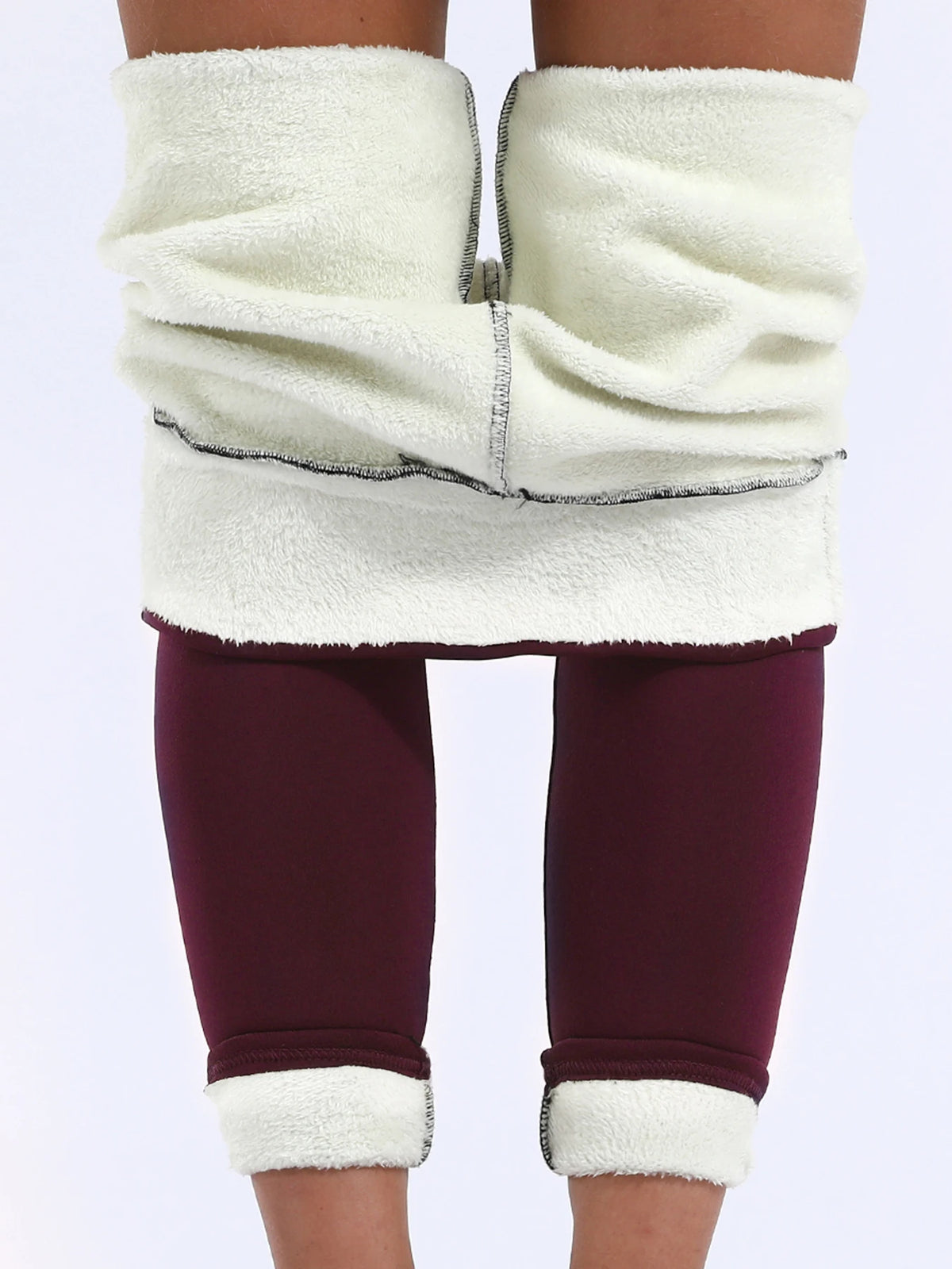 Winter Thermal Leggings Womens Solid Color Thick Pants