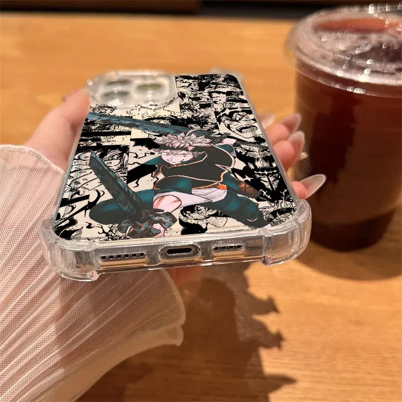 Blacks Anime Clovers Phone Case Clear For iPhone