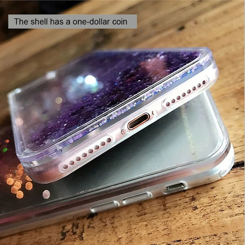 Coque de téléphone à paillettes étoiles cœur d'amour pour iPhone 15