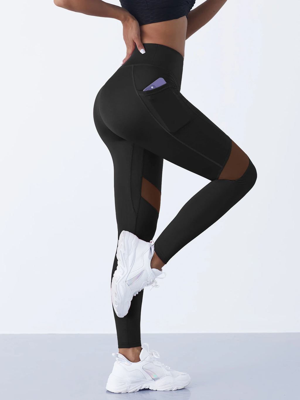 1PCS Women's Mesh Splicing Yoga Pants Shaping Leggings