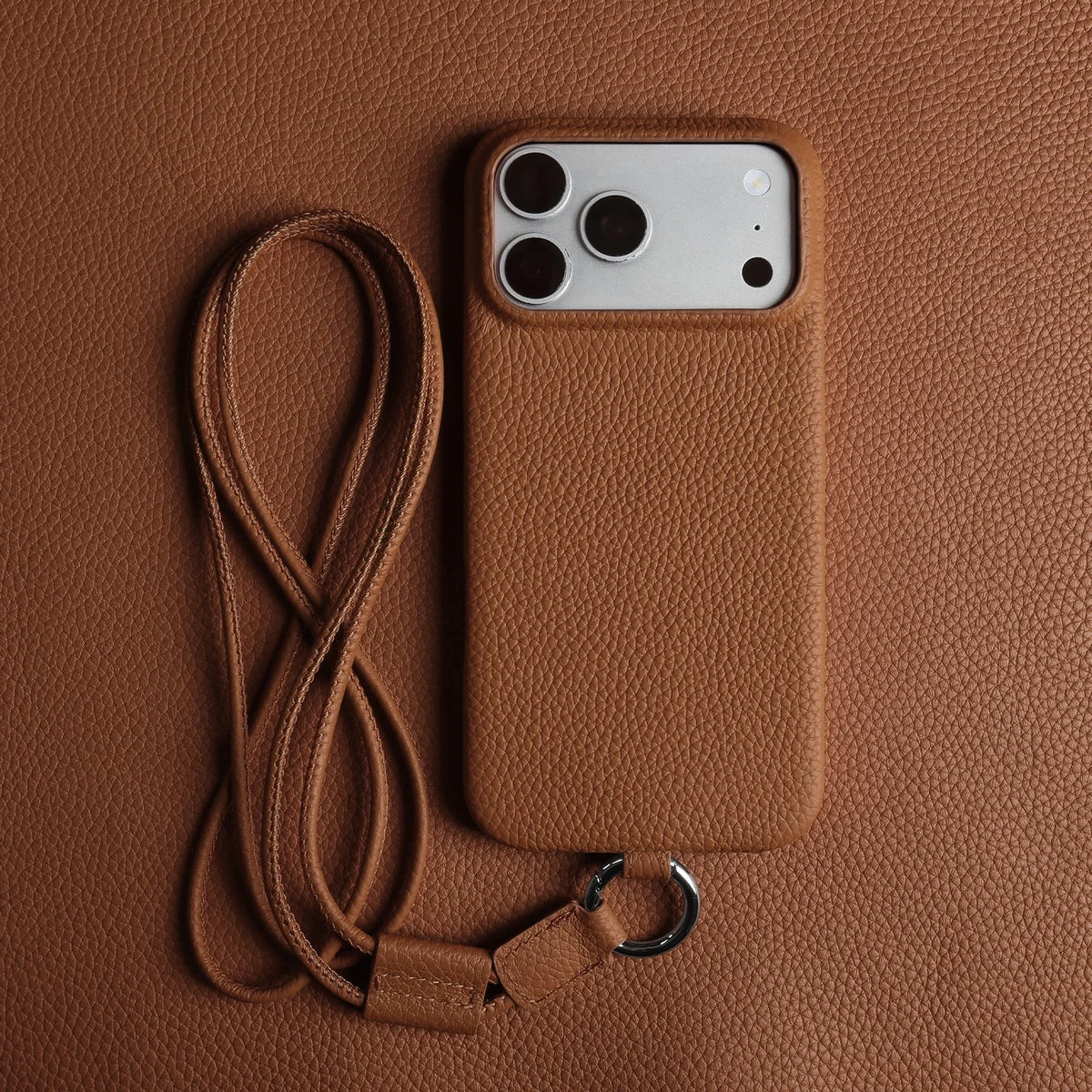Genuine Leather Crossbody iPhone Case with Lanyard