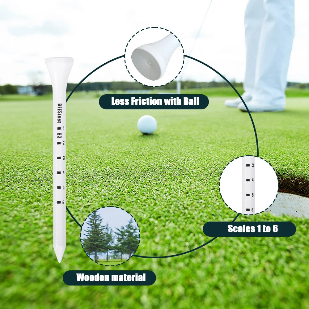 Premium Wooden Golf Tees with Height Marker
