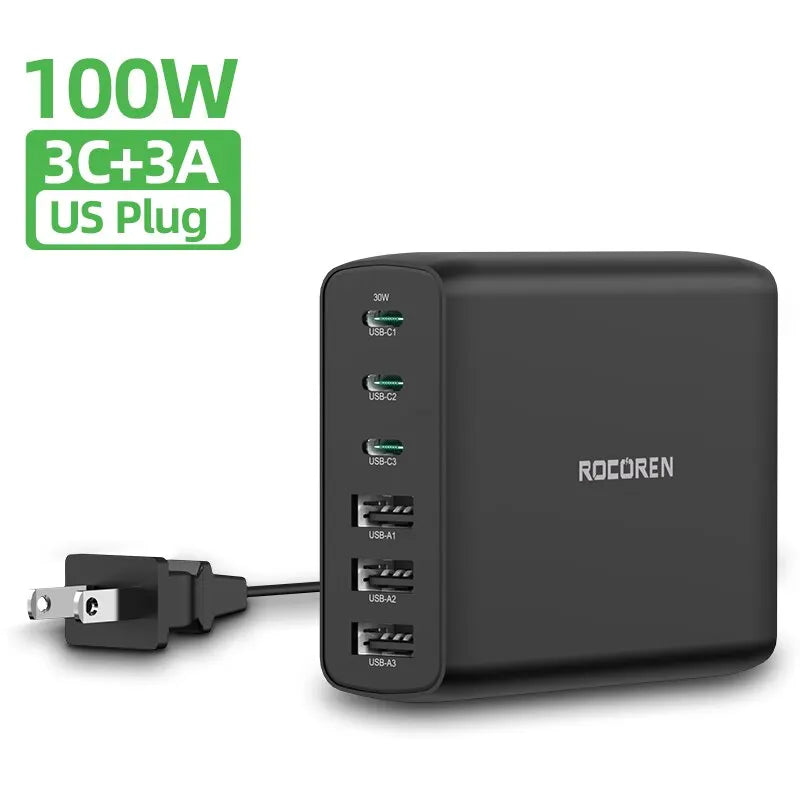 Rocoren 100W 6 - Port USB - C Desktop Charger