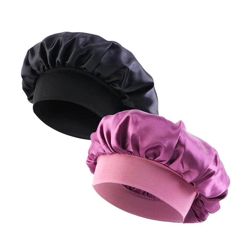 New Satin Wide Brim Nightcap Silky Bonnet Hair
