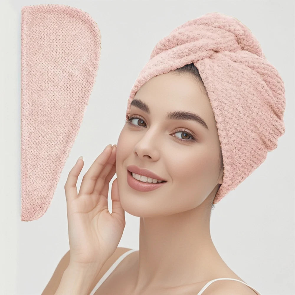 Solid Color Hair Towel Textured Dry Hair Cap 9.8'
