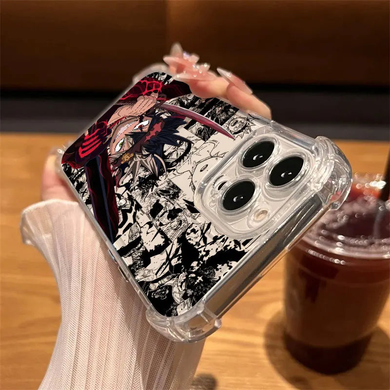 Coque de téléphone transparente Black Anime Clovers pour iPhone