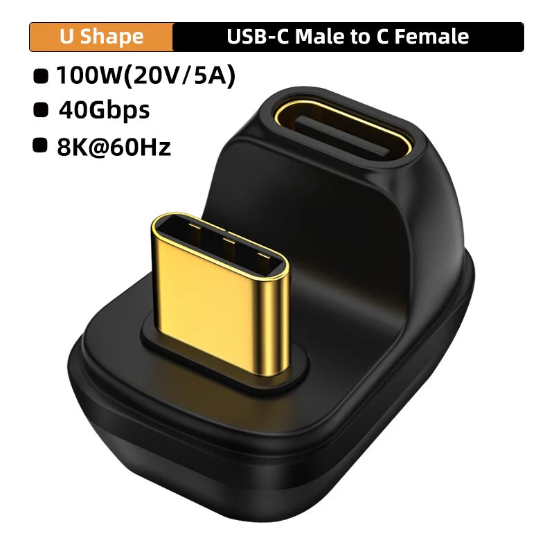 USB4.0 40Gbps OTG Type C 90 Degree Adapter 100W