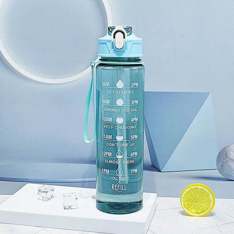 Sports Water Bottle with Time - Tracking Straw Leak